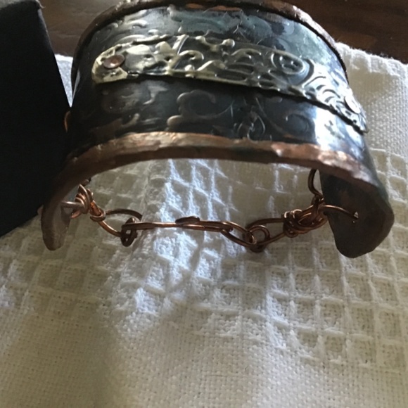 Forged Copper and Sterling Floral Cuff Bracelet - Picture 11 of 11